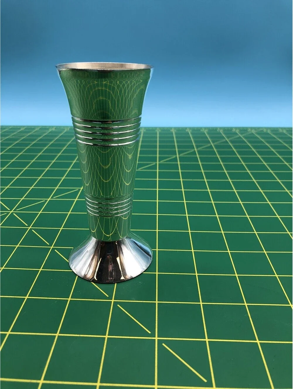 Two's Company Metal Bud Vase Silver Trumpet Etched Modern Decorative Home Decor